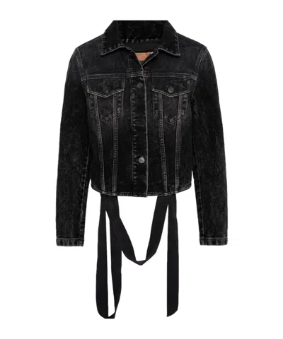 Balenciaga Velvet Denim Jacket In Black