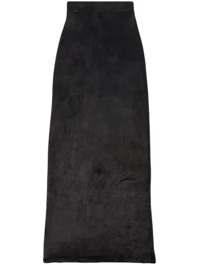 Balenciaga Velvet-effect High-waisted Skirt In Black