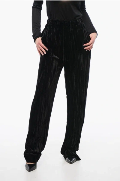 Balenciaga Velvet Flared Pants In Black