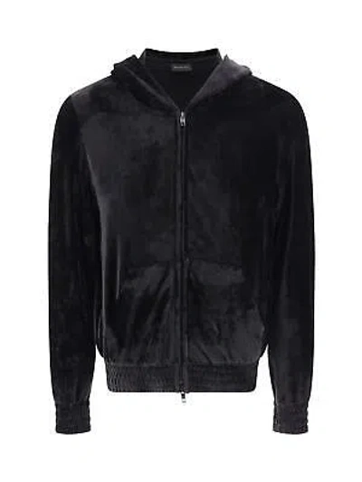 Pre-owned Balenciaga Velvet Full Zip Hoodie In Black