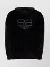 Balenciaga Velvet Hooded Oversize Sweater In Black