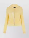 Balenciaga Velvet Hooded Sweatshirt With Elastic Cuffs In Neutrals