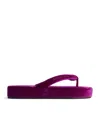 Balenciaga Jet Lag Stretch Velvet Platform Thong Sandals In Purple