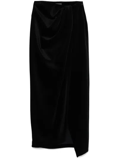 Balenciaga Velvet Midi Skirt In Black
