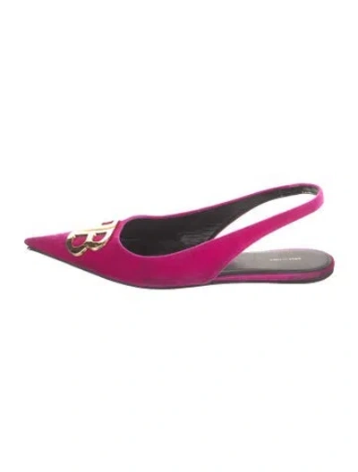 Pre-owned Balenciaga Velvet Slingback Flats In Pink
