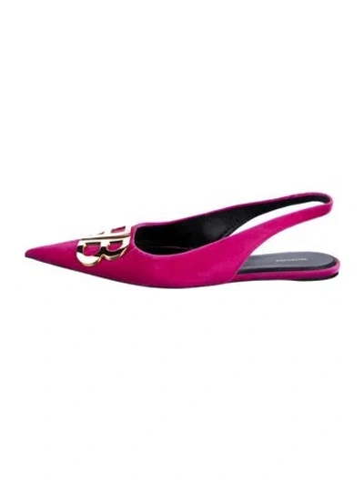 Pre-owned Balenciaga Velvet Slingback Flats In Pink