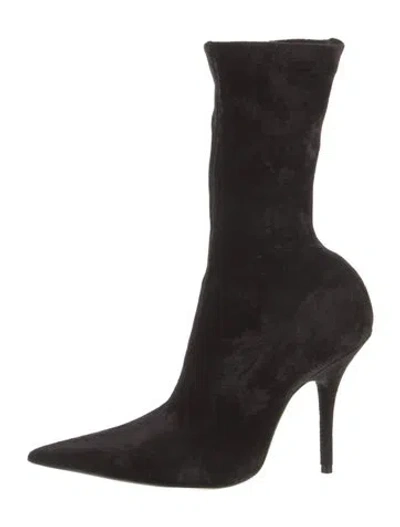 Pre-owned Balenciaga Velvet Sock Boots In Black
