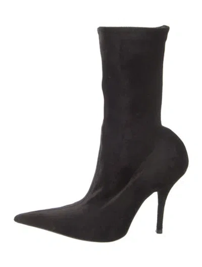 Pre-owned Balenciaga Velvet Sock Boots In Black