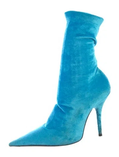 Pre-owned Balenciaga Velvet Sock Boots In Blue
