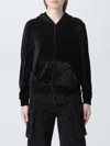 Balenciaga Zip-up Velvet Hoodie Embellished Back In Black