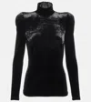 Balenciaga Velvet Turtleneck Top In Black