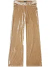 Balenciaga Velvet Wide-leg Trousers In Neutrals