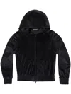 Balenciaga Crystal Embellished Velvet Zip-up Hoodie In Black