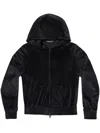 BALENCIAGA VELVET ZIP-UP HOODIE WITH CRYSTAL EMBELLISHMENTS FOR WOMEN