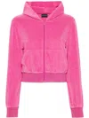 Balenciaga Crystal Logo Embellished Hoodie With Front Pockets In Pink