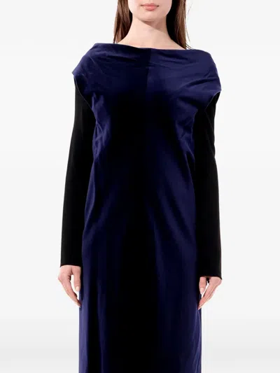 Balenciaga Velvet-effect Long-sleeve Mini Dress In Blue