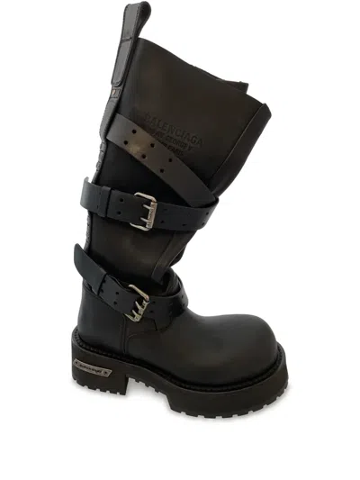 Balenciaga Venom Belted Knee-high Boots In Black