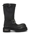 Balenciaga Mid-calf Leather Boots Rubber Sole In Black