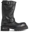 Balenciaga Venom Boots In Worn-out Effect Leather Shoes In Black