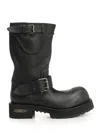 Balenciaga Mid-calf Leather Boots Rubber Sole In Black