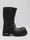 Balenciaga Mid-calf Leather Boots Rubber Sole In Black