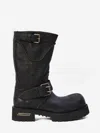 Balenciaga Mid-calf Leather Boots Rubber Sole In Black