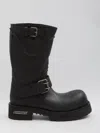 Balenciaga Mid-calf Leather Boots Rubber Sole In Black