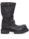 Balenciaga Textured Leather Ankle Boots With Chunky Sole In Black