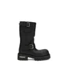 Balenciaga Worn Leather Mid-calf Chunky Sole Boots In Black