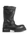 Balenciaga Venom Boots In Worn-out Effect Leather Shoes In Black