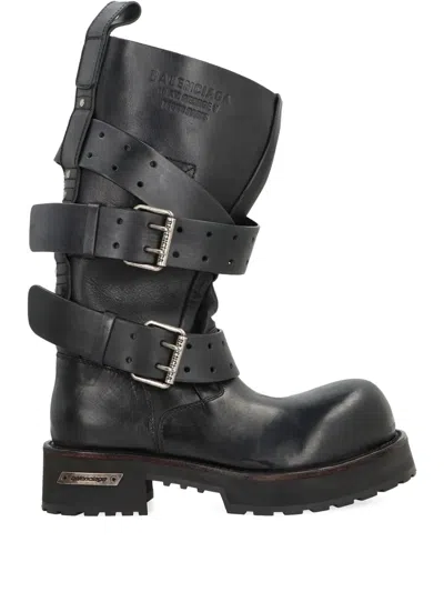 Balenciaga Venom Buckle-strap High Boots In Black
