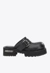 Balenciaga Venom Round Toe Leather Chunky Mules In Black