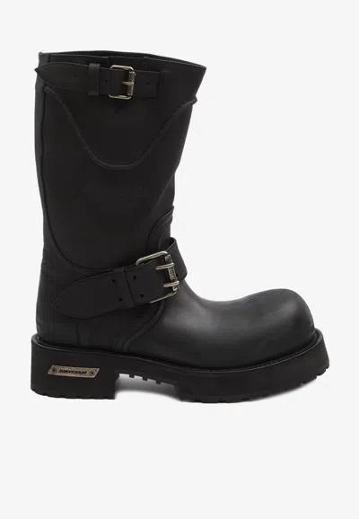 BALENCIAGA VENOM CALF LEATHER MID-CALF BOOTS
