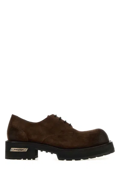 Balenciaga Venom Lace-up Suede Shoes For Men In Brown