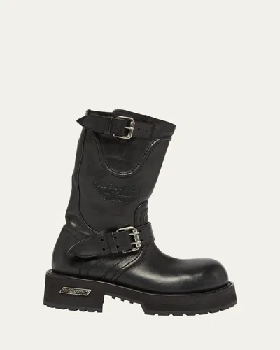 Balenciaga Venom Leather Biker Boots In Animal Print