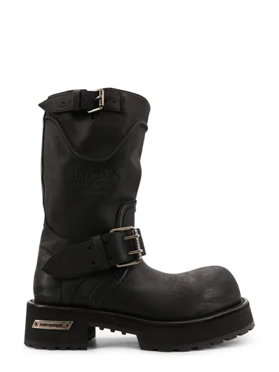 Balenciaga Venom Leather Boots In Black