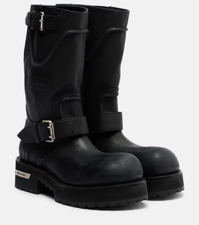 Balenciaga Venom Boots In Worn-out Effect Leather In Blue