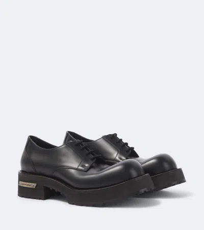 Balenciaga Derby Shoes Round Toe Smooth Finish Chunky Sole In Blue