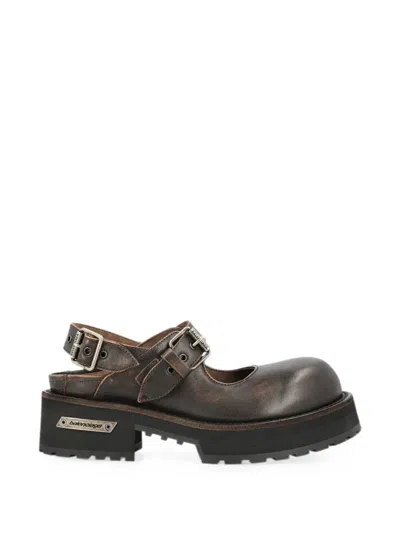 Balenciaga Venom Leather Mules In Brown