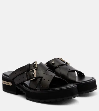 Balenciaga Venom Leather Platform Mules In Black