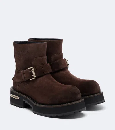Balenciaga Venom Mini Suede Ankle Boots In Brown