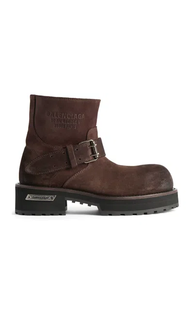 Balenciaga Venom Suede Mini Booties In Burgundy