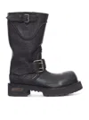 Balenciaga Textured Leather Ankle Boots With Chunky Sole In Black