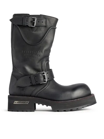 Balenciaga Venom Worn-out Leather Boots In Animal Print