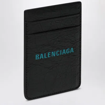 Balenciaga Vertical Card Holder With Logo Print In Black
