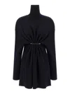 Balenciaga Pinched Navy Mini Dress In Wool And Cotton Women In Blue