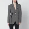 Balenciaga Vichy-pattern Jacket With Side Lace Detail In Gray