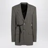 Balenciaga Tailored Wrap Jacket With Checkered Design For Women In Green
