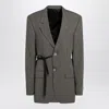 Balenciaga Tailored Wrap Jacket With Checkered Design For Women In Gray
