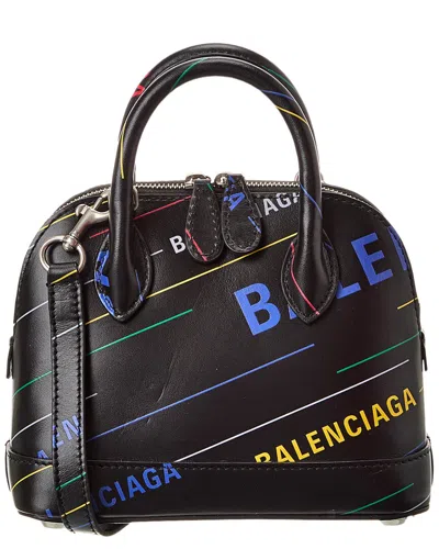 Balenciaga Ville Allover Xxs Leather Top Handle Tote (authentic ) In Black